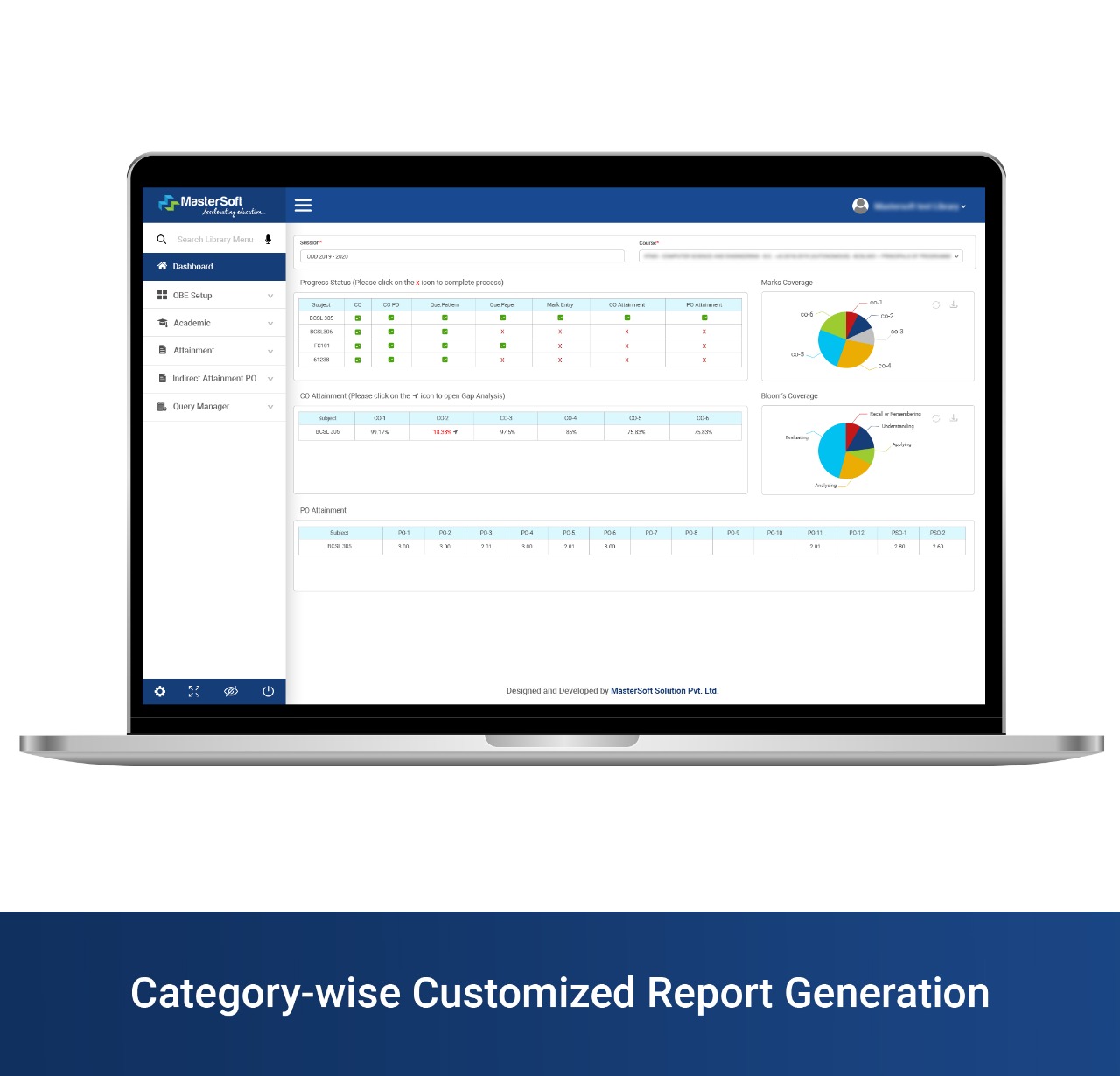 screenshot of MasterSoft Outcome Based Education (OBE)